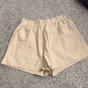 Women's Tan linen/cotton blend Shorts